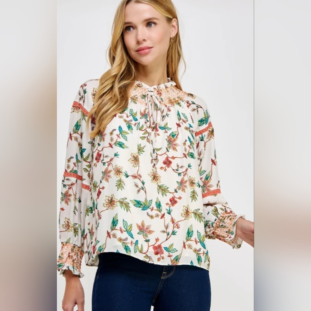 Women's Floral Smocked Blouse